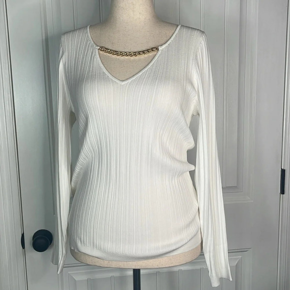 I.N.C. INTERNATIONAL CONCEPTS
Women's Chain-Detail Ribbed Sweater/ White XL - Picture 1 of 10